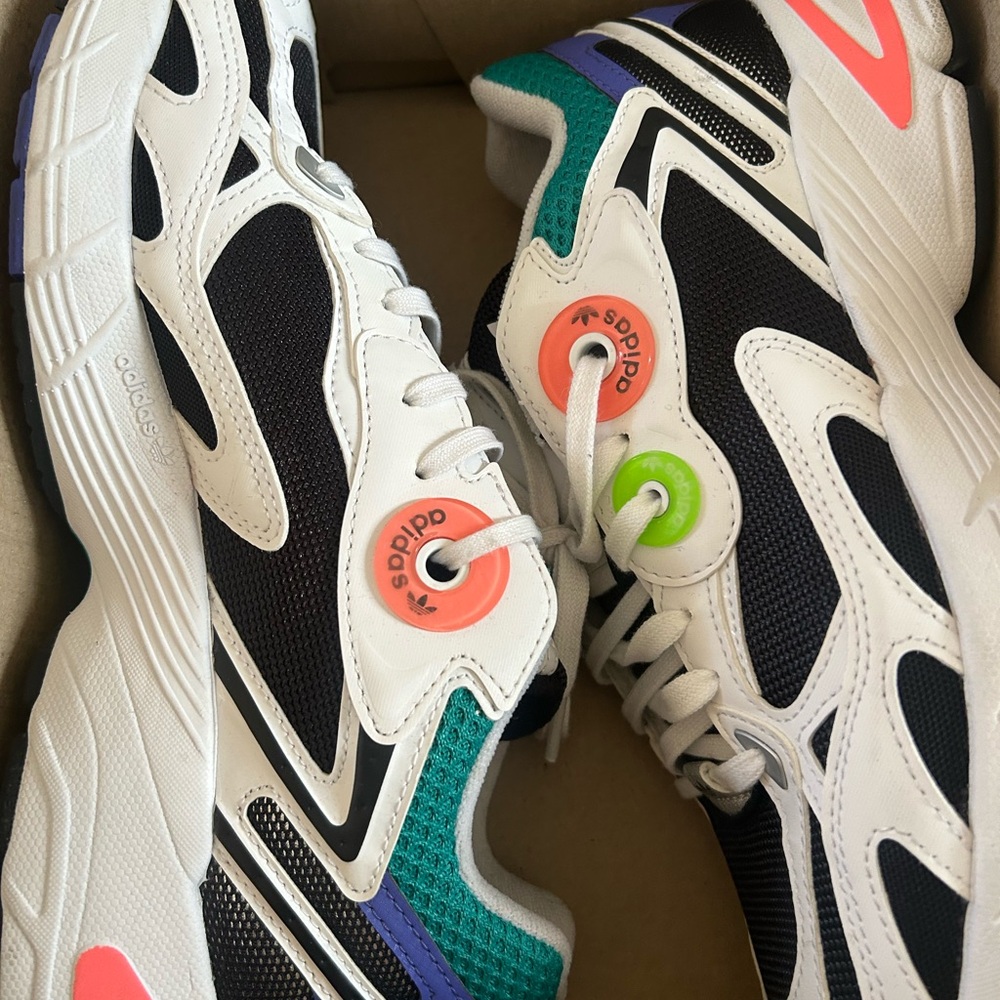 Adidas Black and White Sneakers with Neon Accents